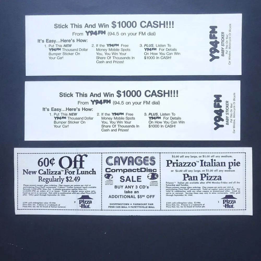 Y94 95X FM Radio Station Vintage 80s Bumper Sticker Lot of 3 Decal Central NY